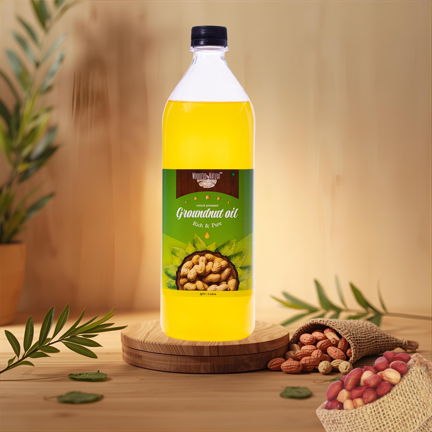 Cold pressed groundnut peanut oil by Woodified Natura