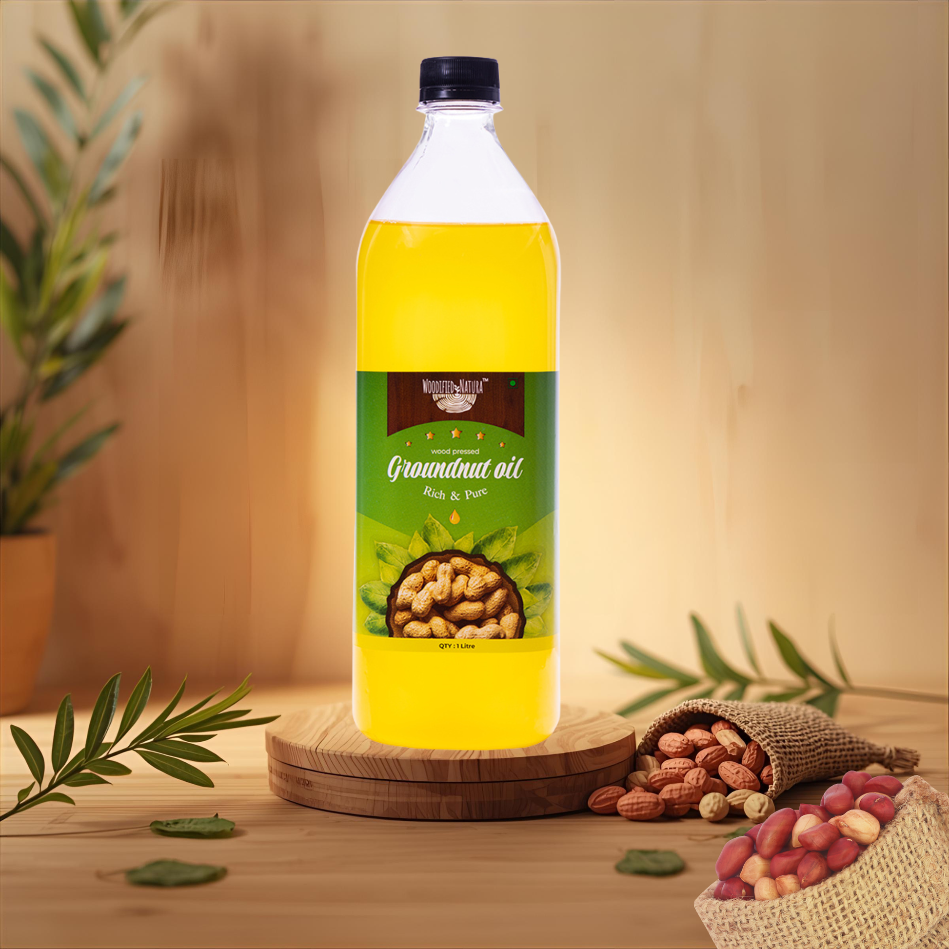 Cold pressed groundnut peanut oil by Woodified Natura