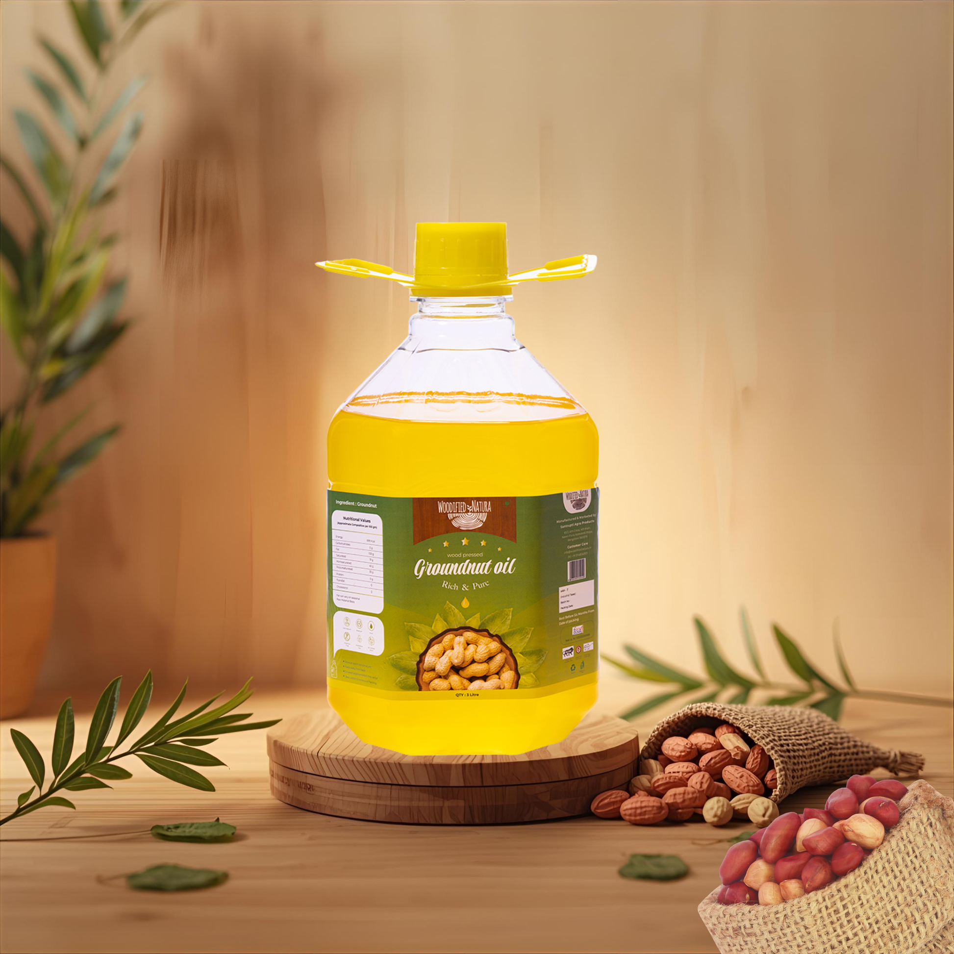 Cold pressed groundnut peanut oil by Woodified Natura
