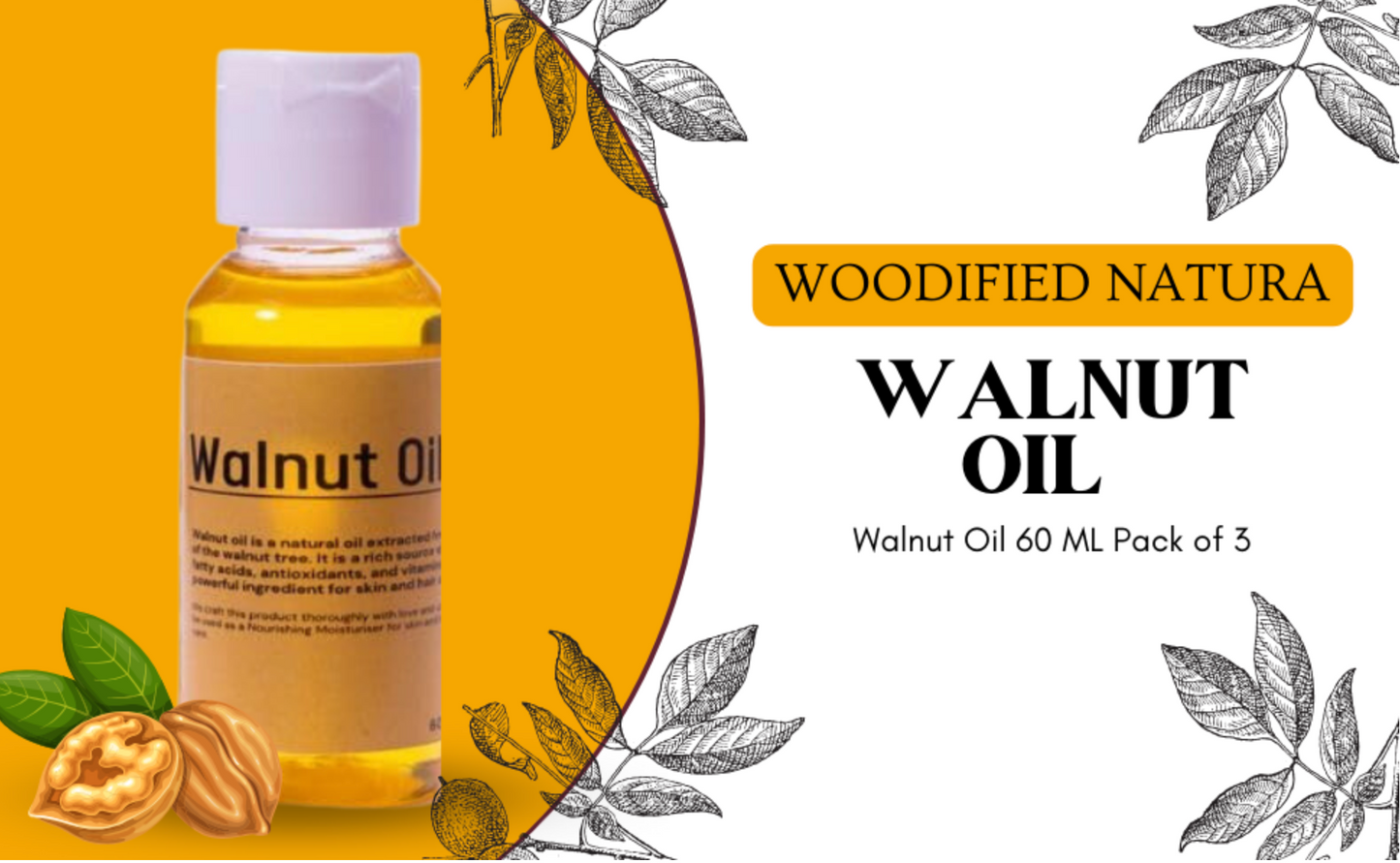 Cold pressed walnut oil omega-3 rich by Woodified Natura
